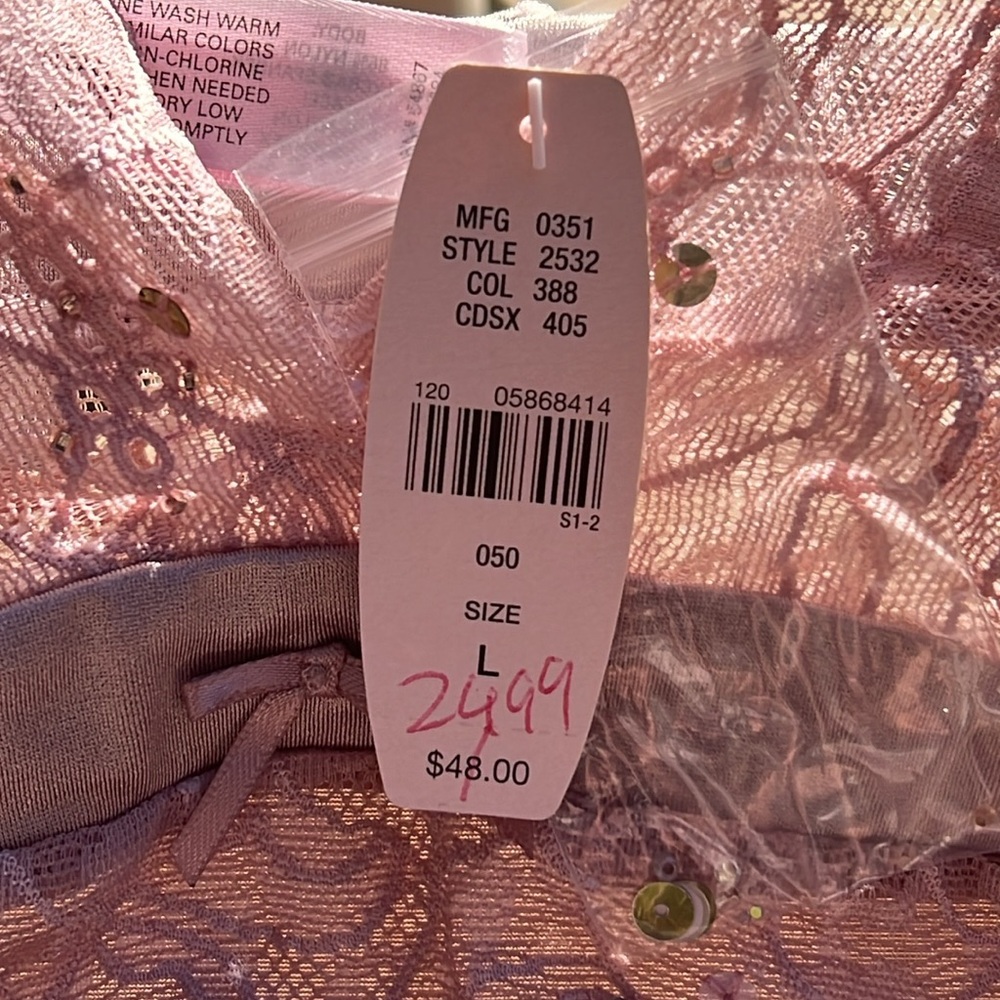NWT size large Victoria Secret lace cup with sequin camisole.